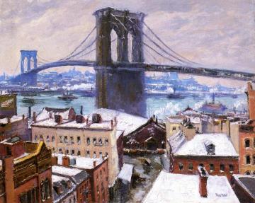 Brooklyn Bridge In Snow Artwork by Max Kuehne