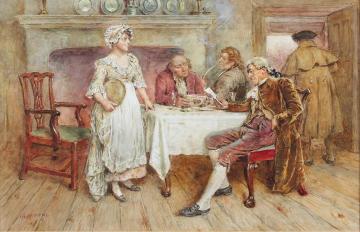 Checking the bill Artwork by George Goodwin Kilburne