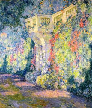 Balustrade, the Terrace Door Artwork by Henri Le Sidaner