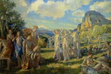 The Poet Accompanied by Some of the Muses Finds Inspiration in Nature Artwork by Wilfred Gabriel De Glehn