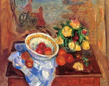Fruit Bowl, Bouquet and Blue Screen Artwork by Charles Camoin