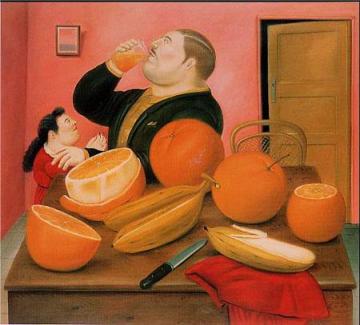 Man Drinking Orange Juice Artwork by Fernando Botero