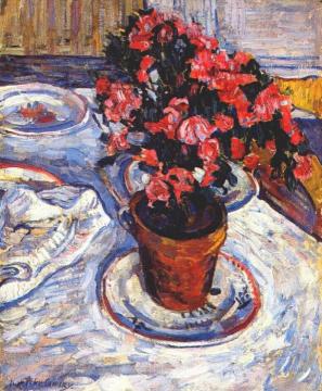 Azaleas in a pot Artwork by Pyotr Konchalovsky