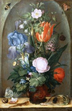 Flower Still Life with Two Lizards Artwork by Roelant Savery