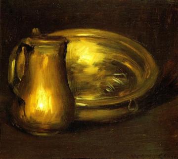 Copper Pitcher and Brass Bowl Artwork by William Merritt Chase