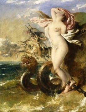 Andromeda, Perseus Coming To Her Rescue Artwork by William Etty