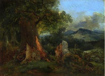Old Oak Tree and Rotting Trunk Artwork by Théodore Rousseau