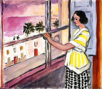 Young Woman at the Window, Sunset Artwork by Henri Matisse