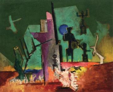 Composition Wit A Shell Artwork by Louis Marcoussis