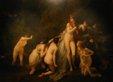 Diana surprised Artwork by Jules Joseph Lefebvre