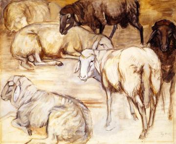 Flock of Sheep I Artwork by Franz Marc