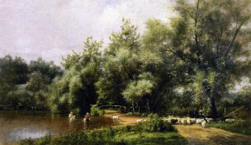 Sheep Washing on Long Island Artwork by Charles Henry Miller