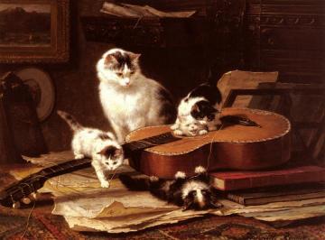 Playing with the Guitar Artwork by Henriette Ronner-Knip