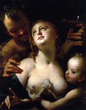 Bacchus, Venus and Cupid Artwork by Hans von Aachen