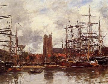 Dordrecht, View of the Port Artwork by Eugène-Louis Boudin