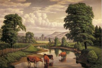 Cows Watering Artwork by Levi Wells Prentice