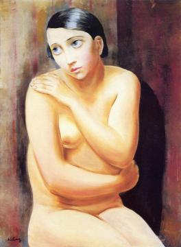Seated Female Nude Artwork by Moise Kisling