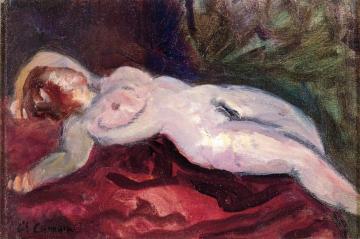 Woman On A Couch, Lying Down And Looking Away Artwork by Charles Camoin