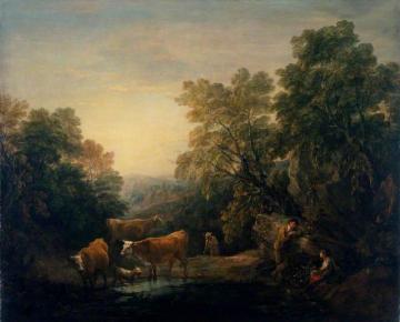 Rocky Wooded Landscape with Rustic Lovers Artwork by Thomas Gainsborough