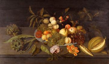 Still Life with Apples, Pears, Grapes and other Fruits in a Porcelain Bowl Artwork by Johannes Bosschaert