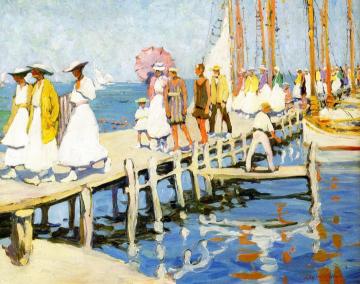 On The Pier, Edgartown Artwork by Jane Peterson