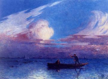 Boating at Night in Briere Artwork by Ferdinand du Puigaudeau