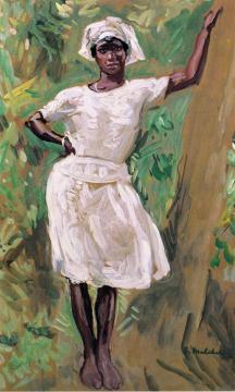 Sketch Of Young Black Woman In White Dress And Hat Artwork by Gari Melchers