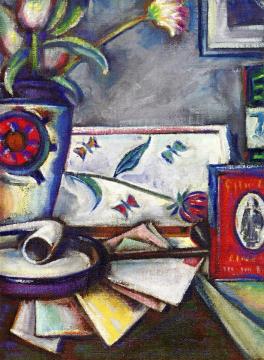 Still LIfe with Pipe and Letters Artwork by Preston Dickinson