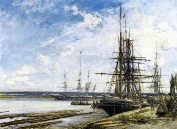 Mooring Bassin on the Meuse, near Rotterdam Artwork by Johan Berthold Jongkind