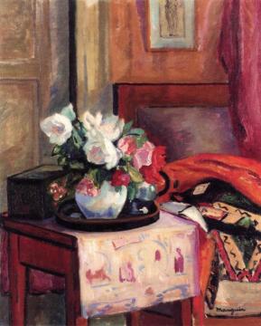 White Roses on a Table Artwork by Henri Manguin