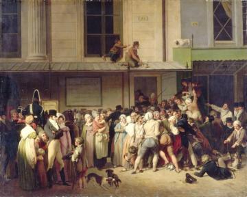Entrance to a free show at the Ambigu-Comique Theatre Artwork by Louis Leopold Boilly