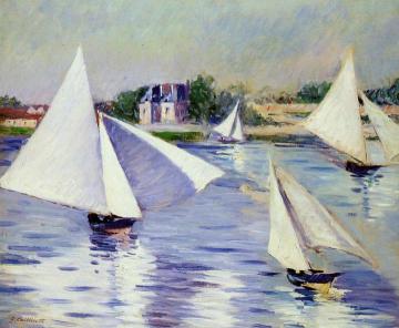 Sailboats on the Seine at Argenteuil Artwork by Gustave Caillebotte