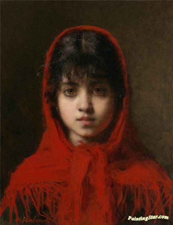 Portrait of a Young Girl Artwork by Alexei Harlamoff