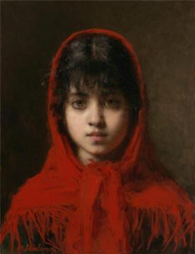Portrait of a Young Girl Artwork by Alexei Harlamoff