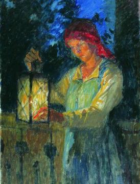 Girl with a Lantern Artwork by Nikolai Petrovich Bogdanov-belsky