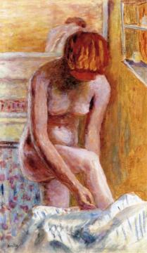 Pink Nude Reflected in a Mirror Artwork by Pierre Bonnard