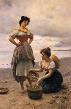 Gathering Shells Artwork by Eugen Von Blaas
