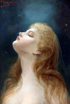 A Woman Looking At The Stars Artwork by Alois Heinrich Priechenfried