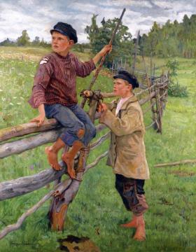 Country Boys Artwork by Nikolai Petrovich Bogdanov-belsky