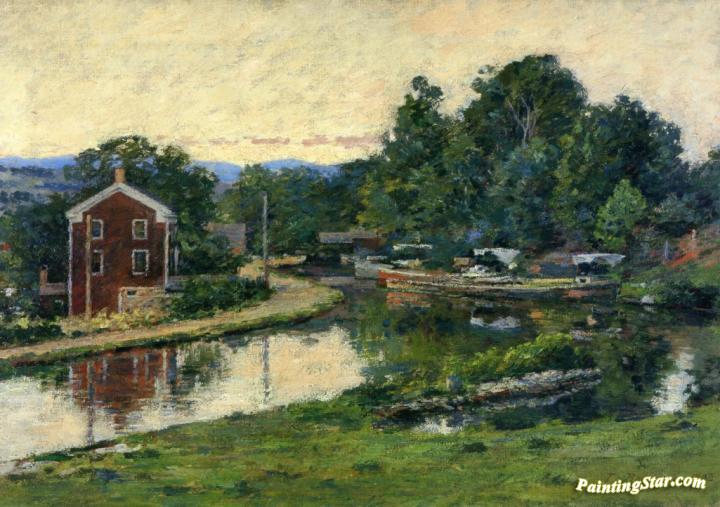 Evening at the Lock Artwork by Theodore Robinson