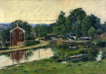 Evening at the Lock Artwork by Theodore Robinson