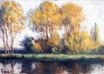 Rolleboise, Trees on the Banks of the River Artwork by Maximilien Luce
