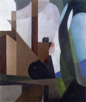 Composition with Locomotive Artwork by Rene Magritte