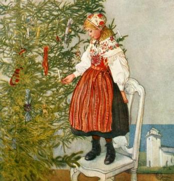 Christmas Tree Confetti Artwork by Carl Larsson
