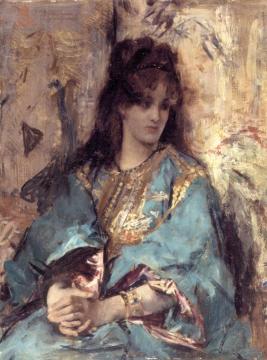 A Woman Seated in Oriental Dress Artwork by Alfred Stevens
