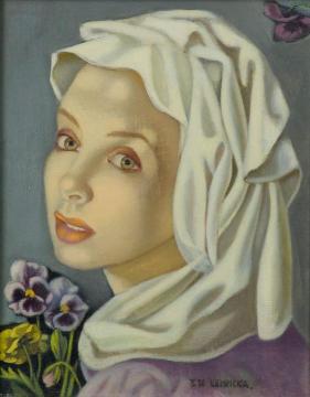 Girl With Pansies Artwork by Tamara De Lempicka