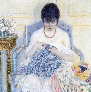 Girl Sewing Artwork by Frederick Carl Frieseke