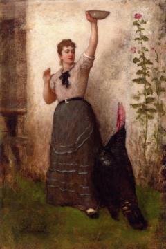 Feeding the Turkey Artwork by Eastman Johnson