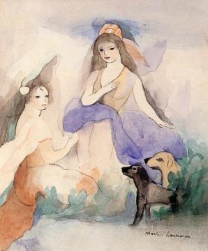 Two Woman And Dogs Artwork by Marie Laurencin