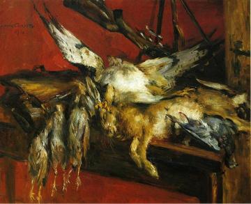 Still Life with Hare and Partridges Artwork by Lovis Corinth
